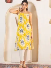 Ikat Cotton Straight Kurta